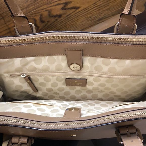 KATE SPADE Tan Leather Two Handle Triple Compartment Expanding Shoulder Bag - Picture 8 of 16